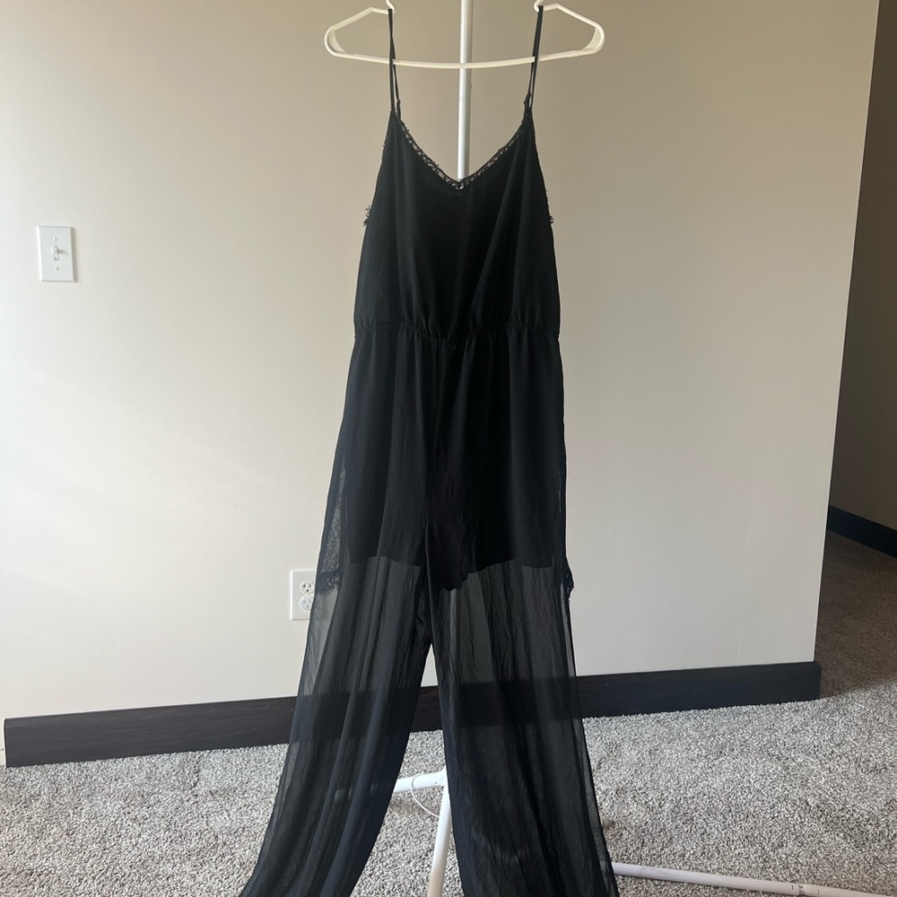 Elegant BCBG Black Women's Sheer Romper